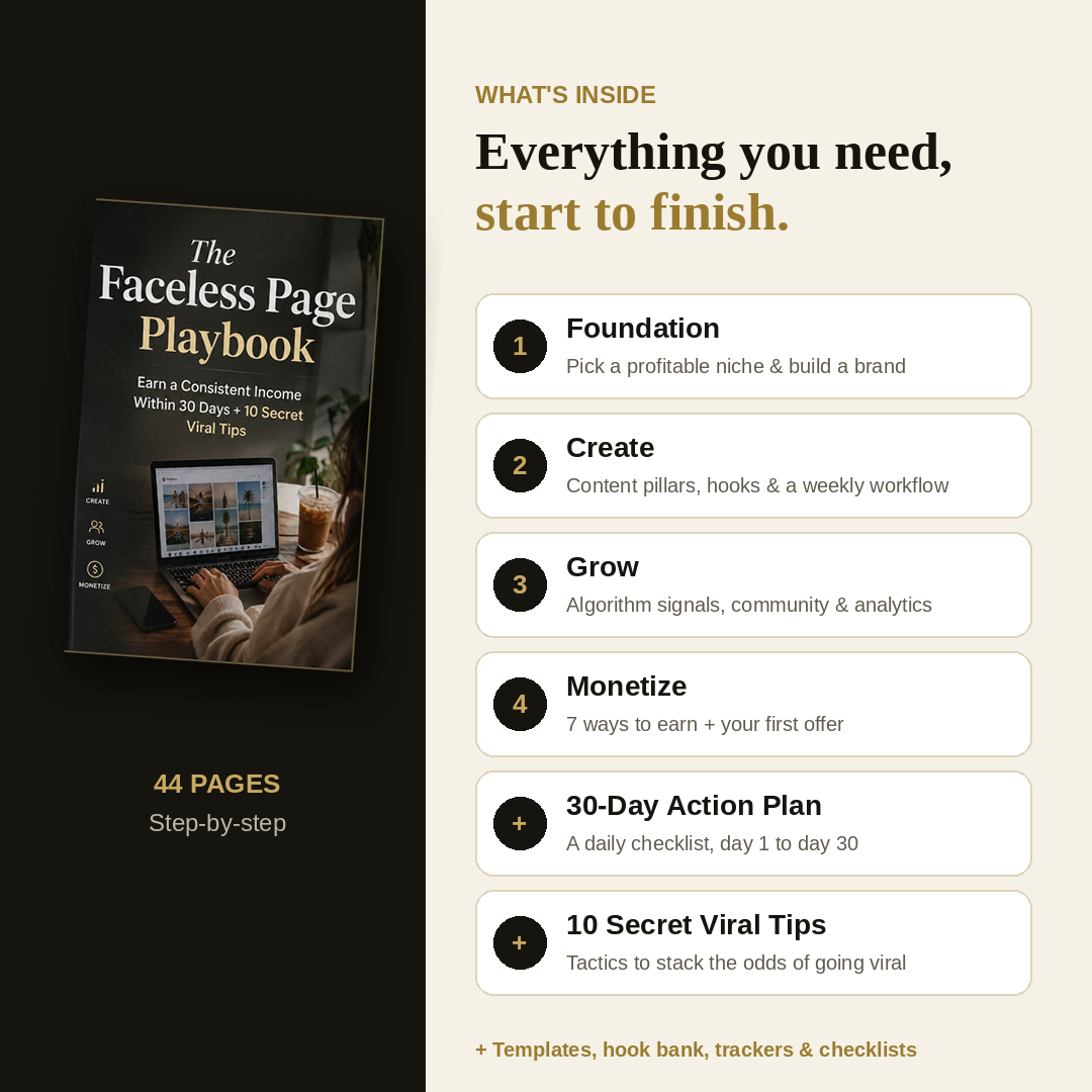 The Faceless Page Playbook™ | Build, Grow & Monetize